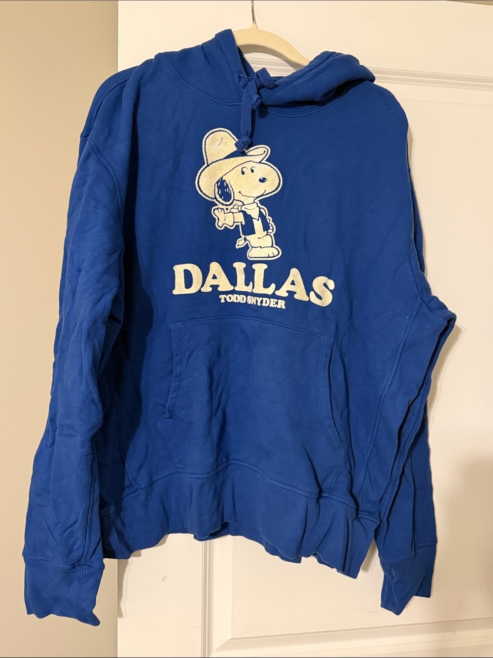 Todd Snyder Royal Blue Crewneck Hoodie with Dallas Snoopy Graphic